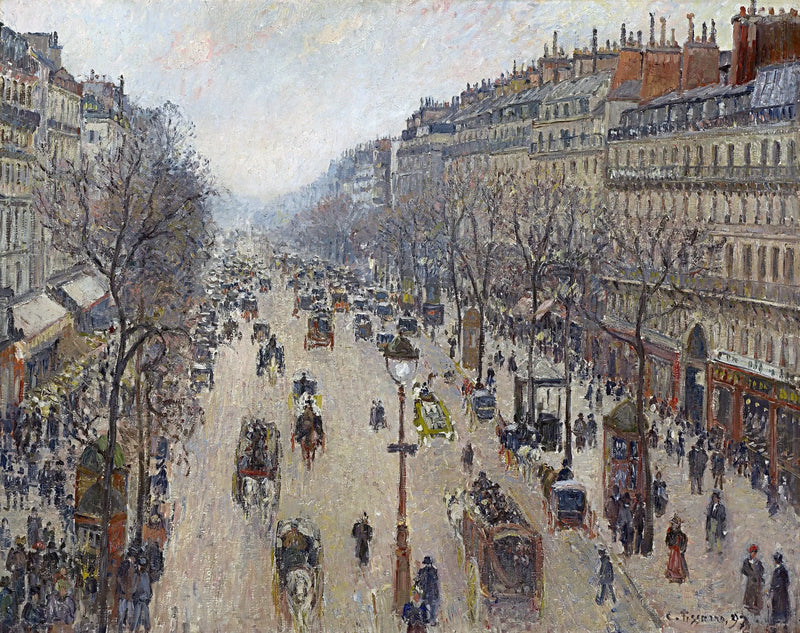 Boulevard Montmartre, manhã, tempo cinza - Camille Pissarro