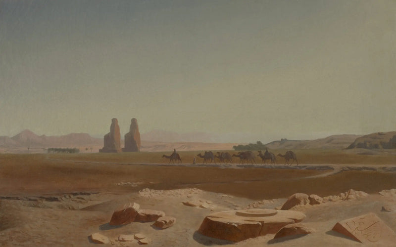 Caravana passando perto dos colossos de Memnon. Tebas - Jean-Léon Gérôme