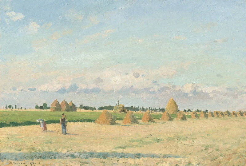 Campos abertos com fardos de feno perto de Pontoise - Camille Pissarro