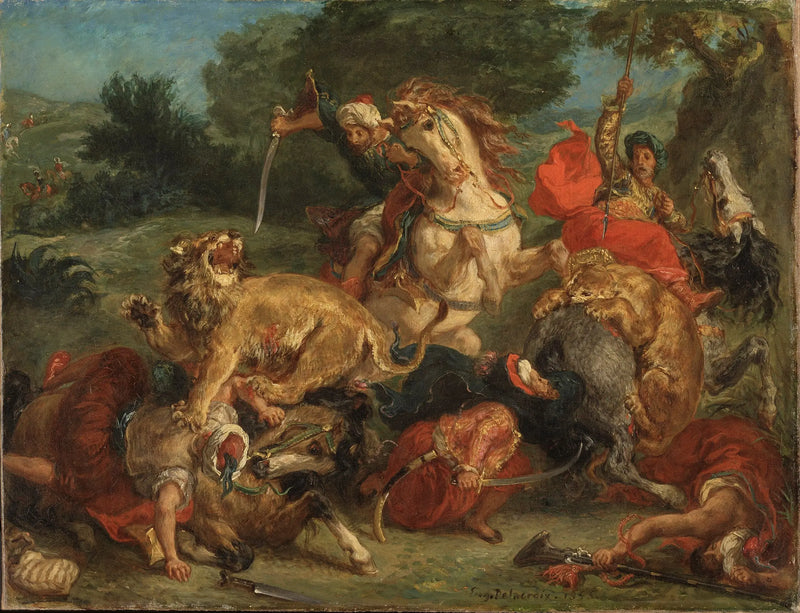 Caça ao leão - Eugène Delacroix