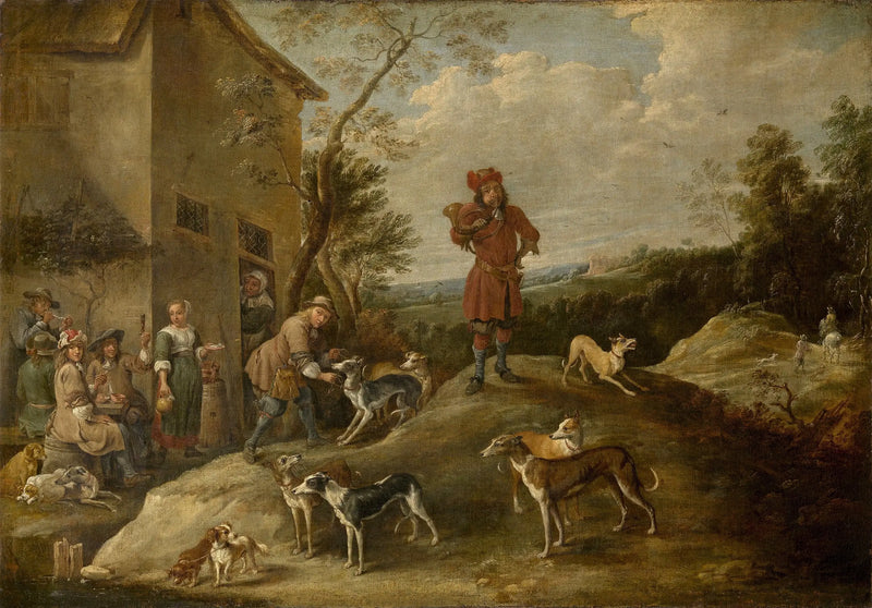 Caçadores em repouso - David Teniers, o Jovem