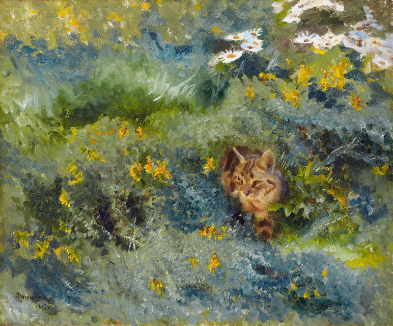 Chat dans une prairie fleurie d'été - Bruno Liljefors