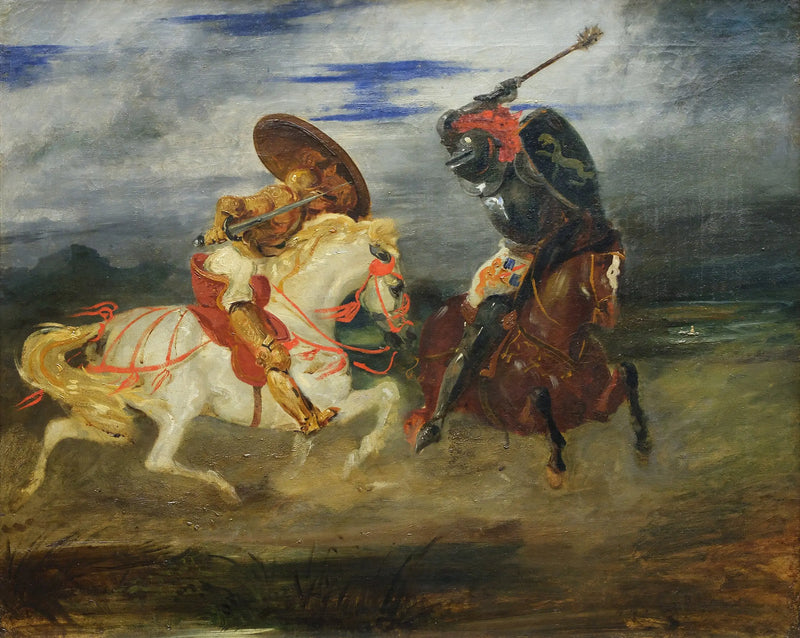 Combate de cavaleiros no campo - Eugène Delacroix