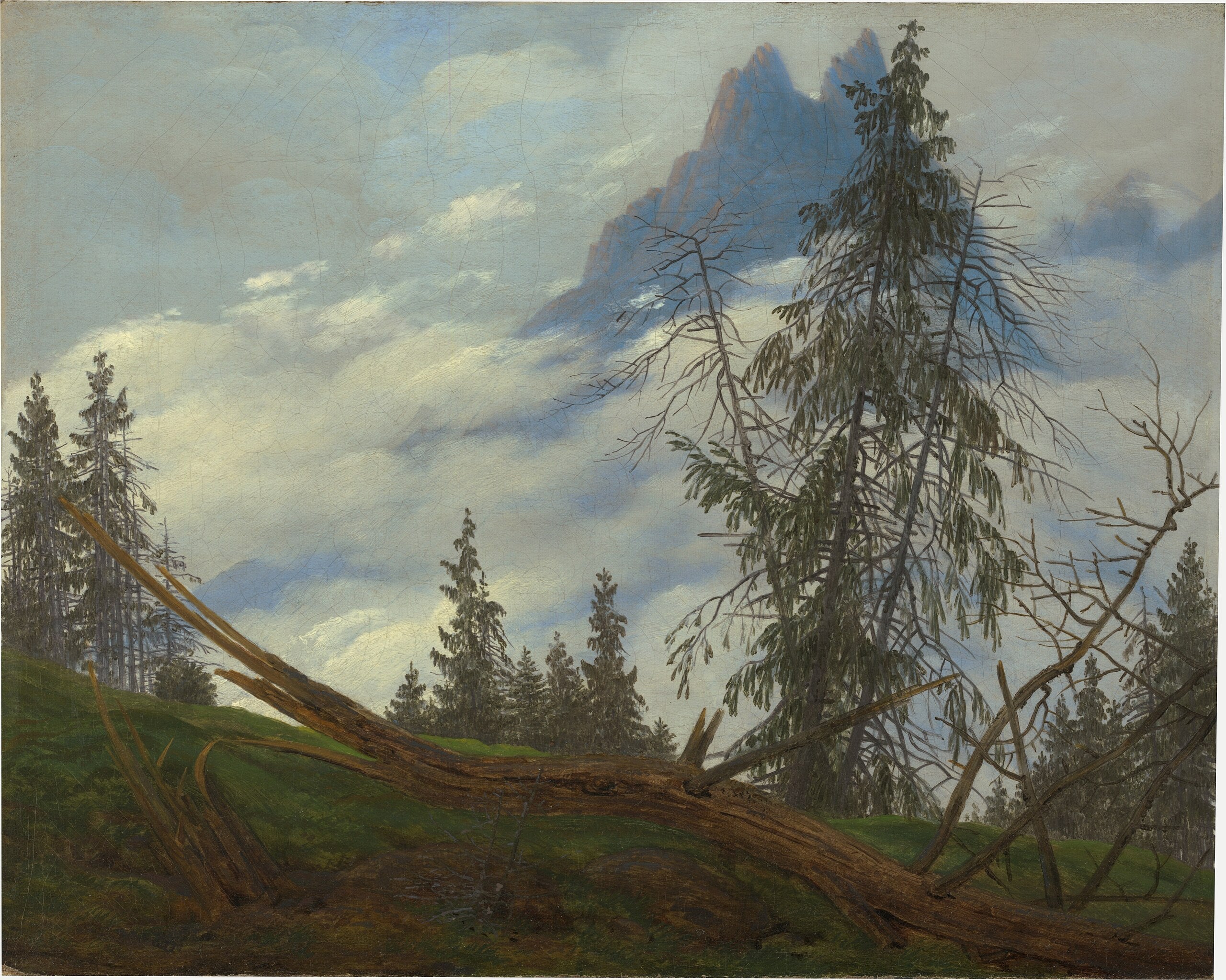 Crête de alta montanha com nuvens de condução - Caspar David Friedrich
