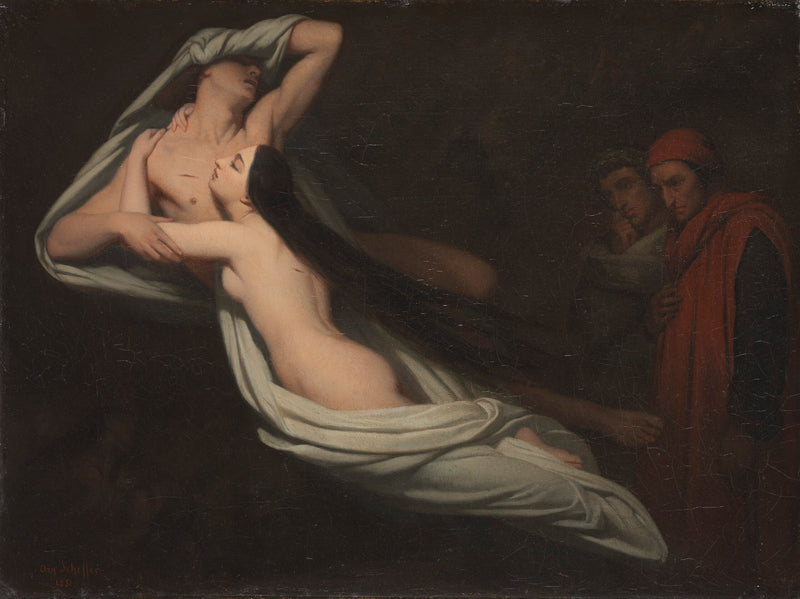 Dante e Virgílio encontram as sombras de Francesca da Rimini e Paolo - Ary Scheffer