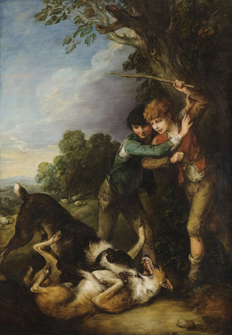 Dois pastores lutando com cães - Thomas Gainsborough