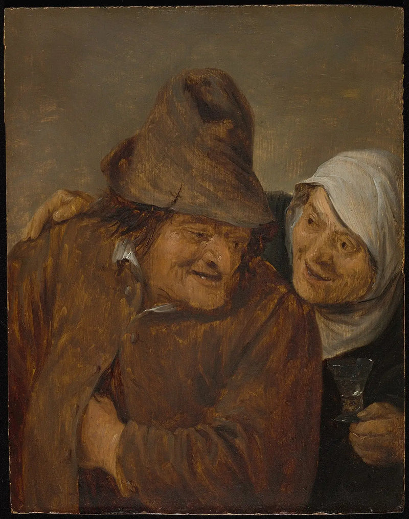 Dois camponeses com uma taça de vinho - David Teniers, o Jovem