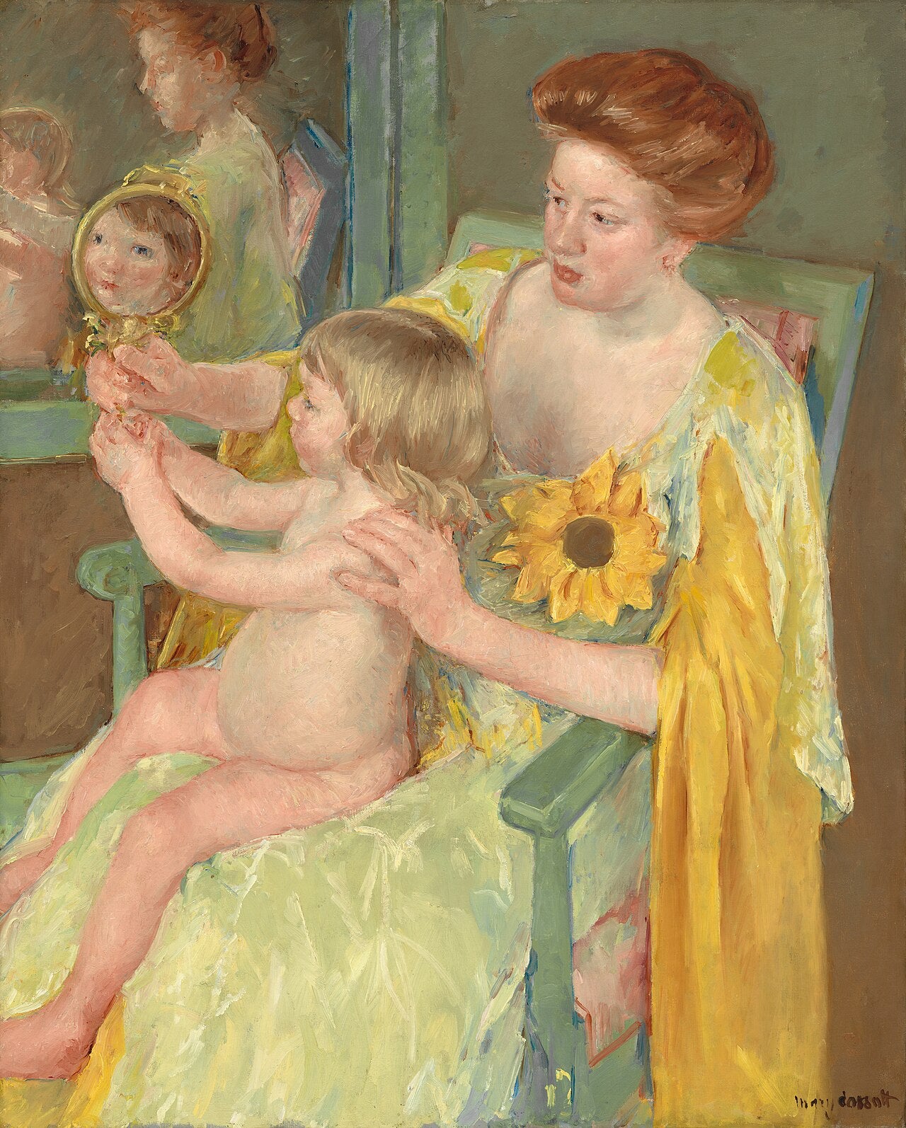 Reproduction du tableau « Femme au tournesol - Mary Cassatt » par Alpha Reproduction en peinture à l’huile