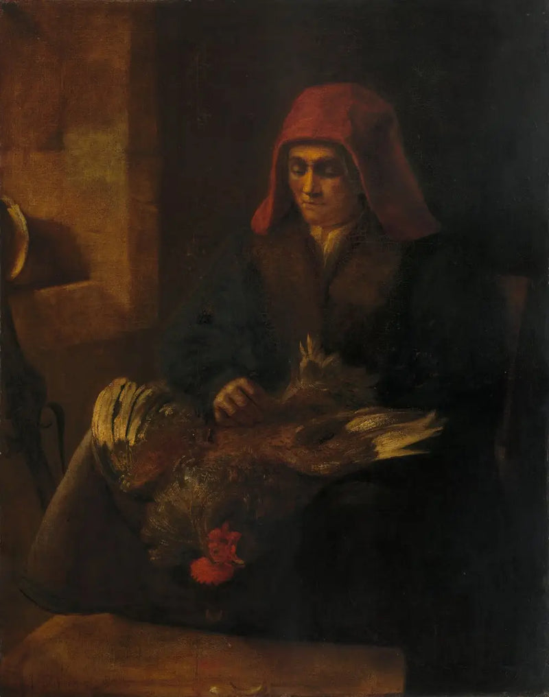 Mulher depenando uma ave - Rembrandt