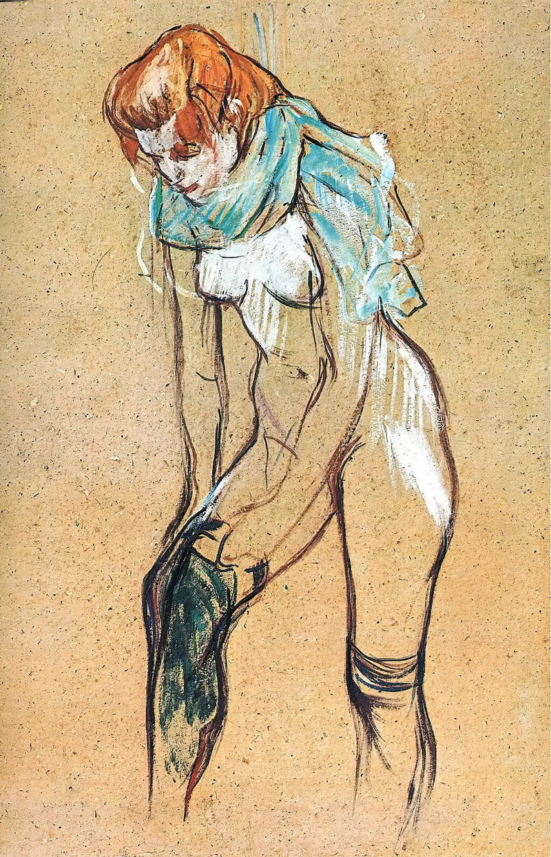 Mulher puxando sua meia - Henri de Toulouse-Lautrec