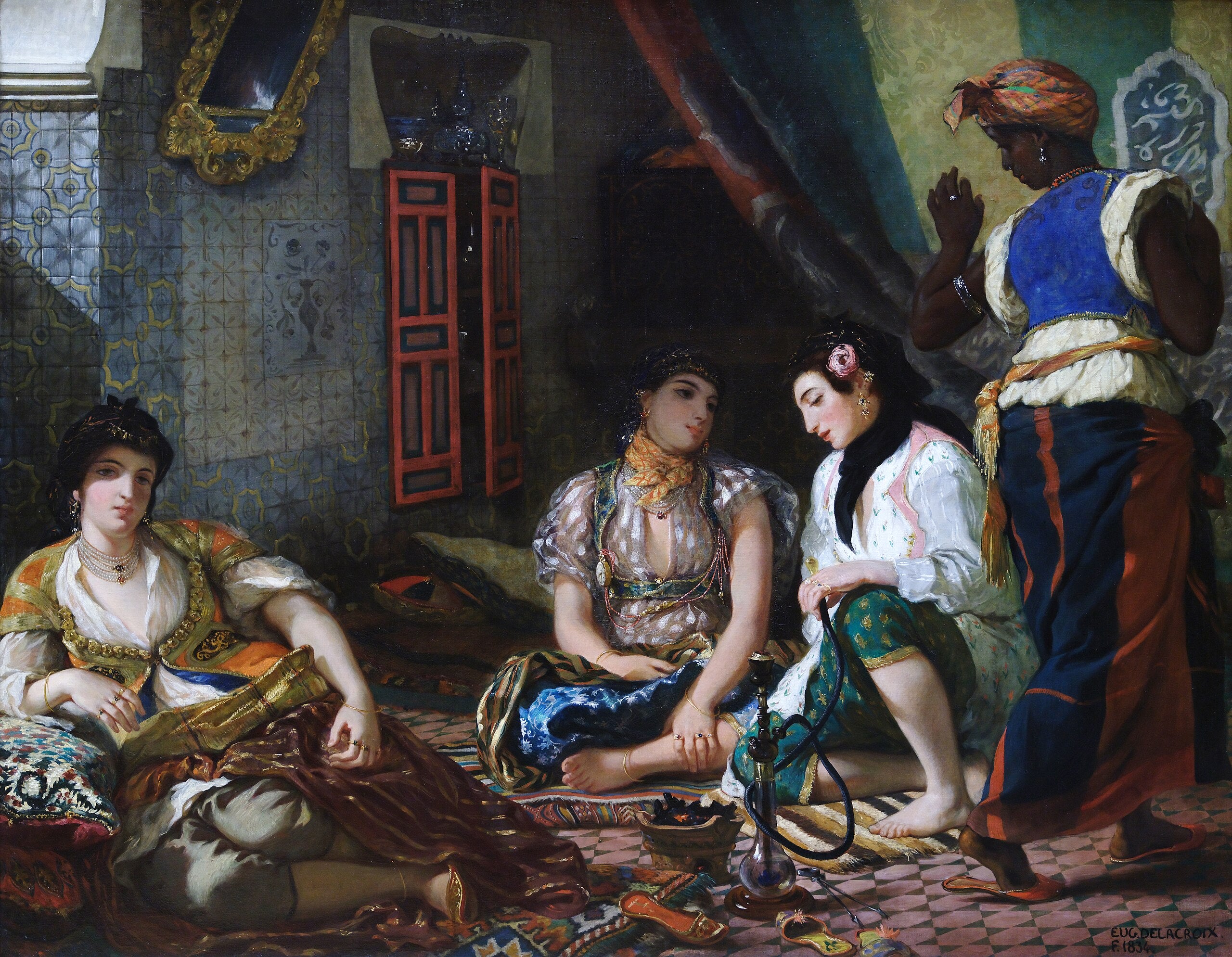 Reproduction du tableau « Femmes d'Alger dans leur appartement - Eugène Delacroix » par Alpha Reproduction en peinture à l’huile