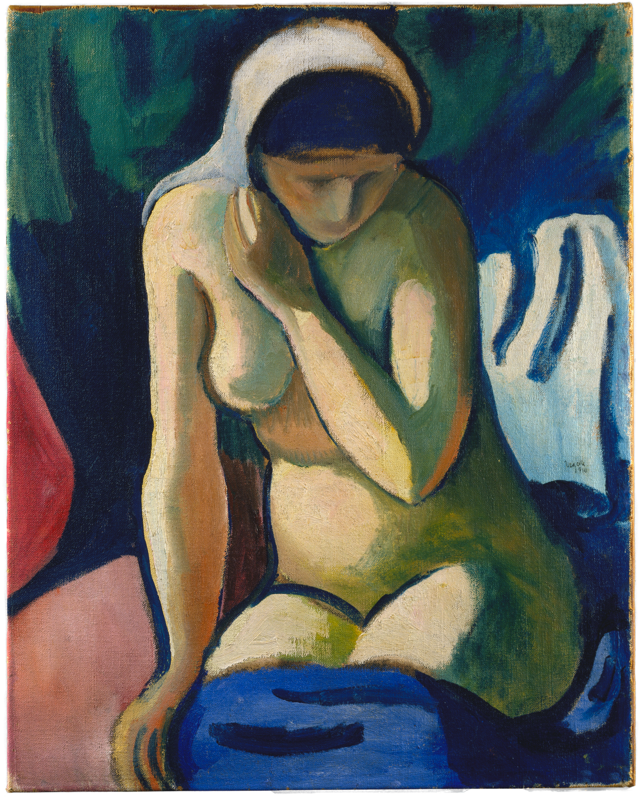 Reproduction du tableau « Fille nue avec foulard - August Macke » par Alpha Reproduction en peinture à l’huile