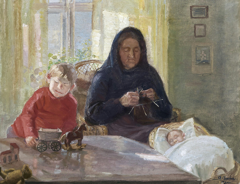 Avó cuida das crianças. - Anna Ancher