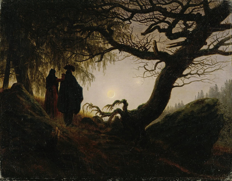 Homem e Mulher contemplando a Lua - Caspar David Friedrich