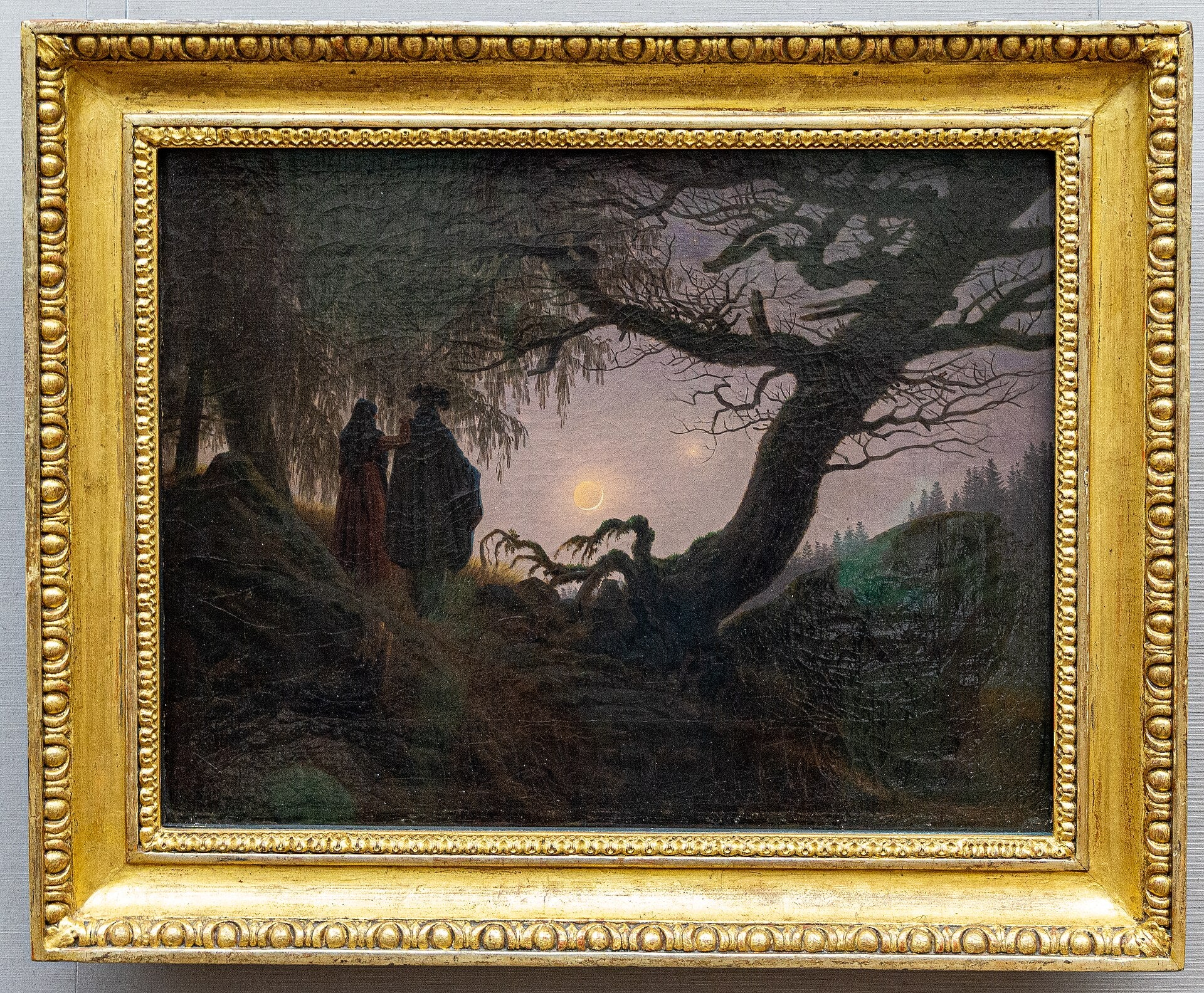 Homem e Mulher contemplando a Lua - Caspar David Friedrich
