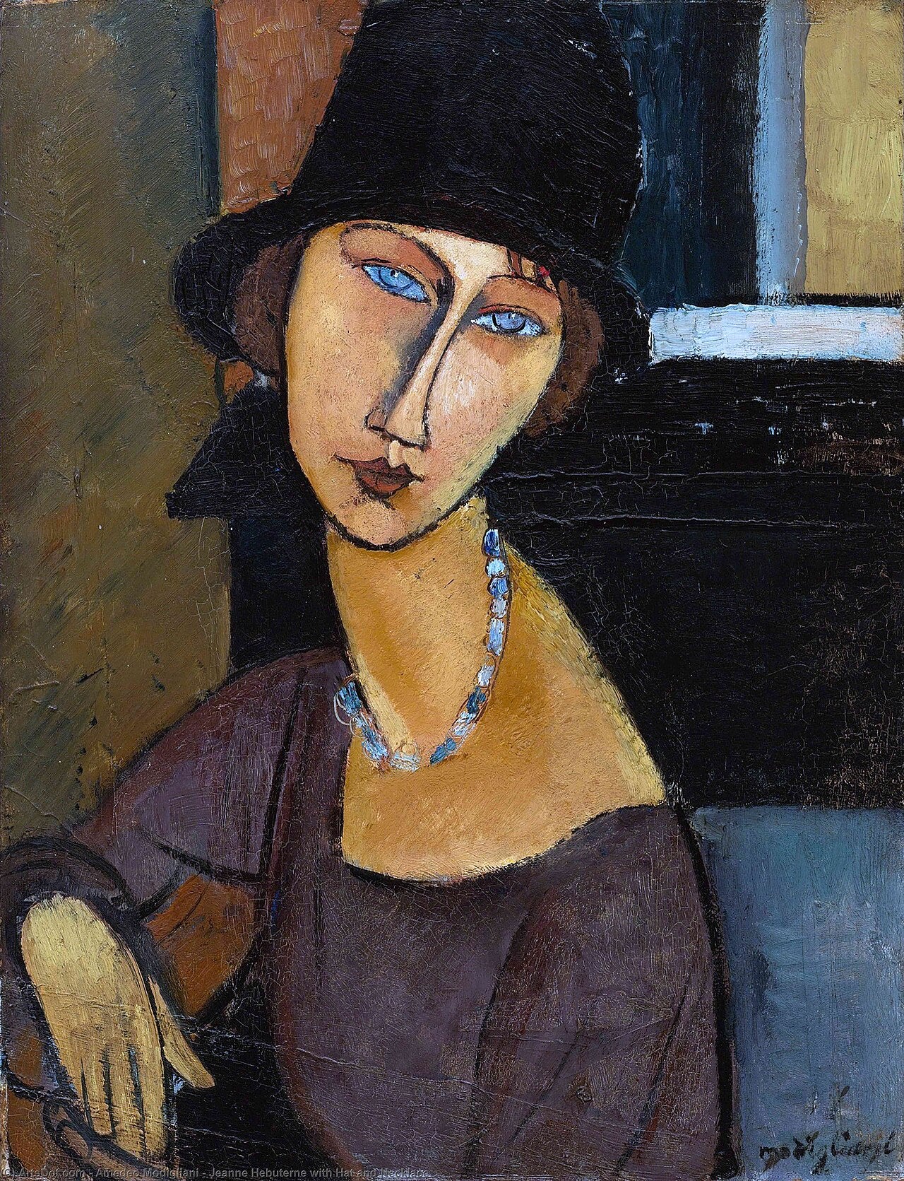 Reproduction du tableau « Jeanne Hébuterne au Chapeau et collier - Amedeo Modigliani » par Alpha Reproduction en peinture à l’huile