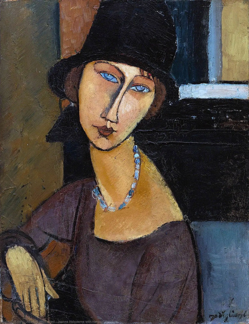 Jeanne Hébuterne com Chapéu e colar - Amedeo Modigliani