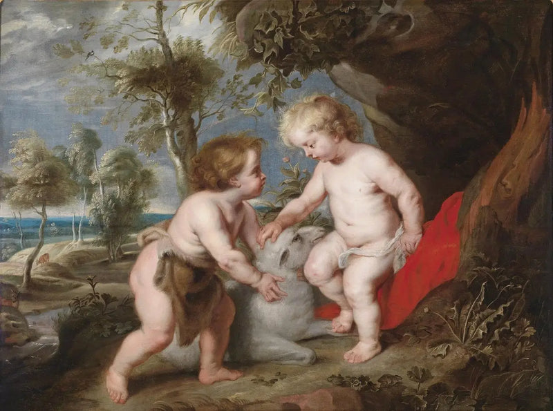 Jesus e o Menino João Batista com um cordeiro - Peter Paul Rubens