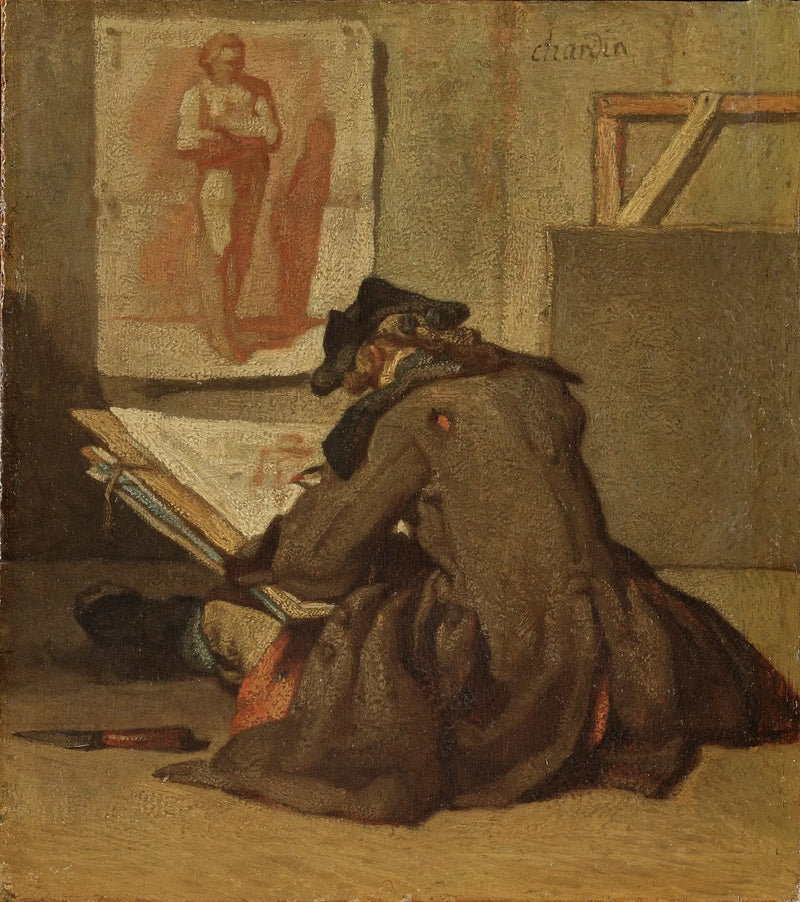 Jovem estudante desenhando - Jean Simeón Chardin
