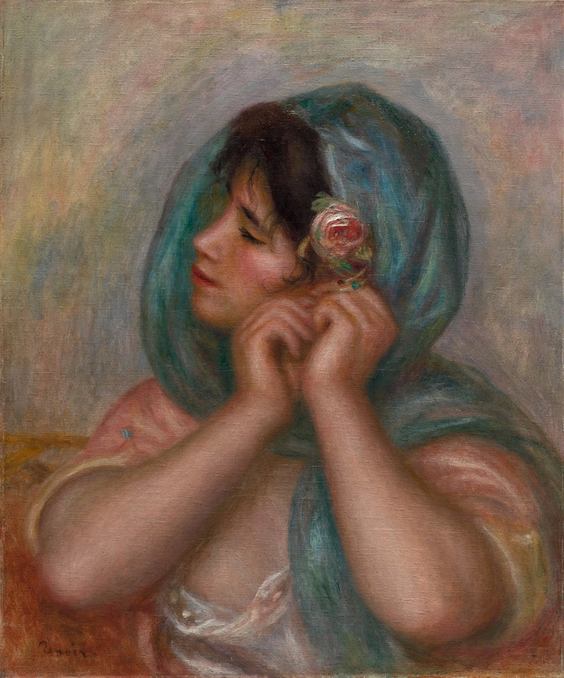 Jovem mulher arrumando seu brinco - Pierre-Auguste Renoir