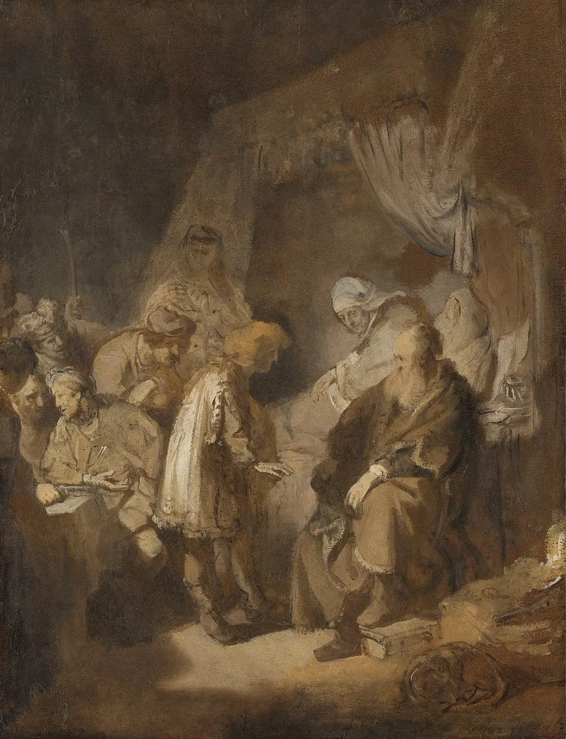 José contando seus sonhos para seus pais e irmãos - Rembrandt