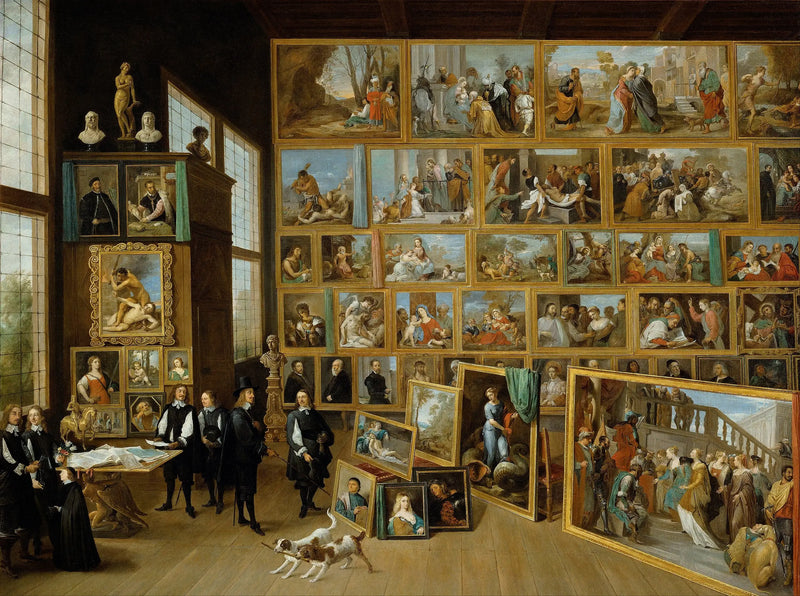 O Arquiduque Leopoldo-Guilherme em sua galeria em Bruxelas - David Teniers o Jovem