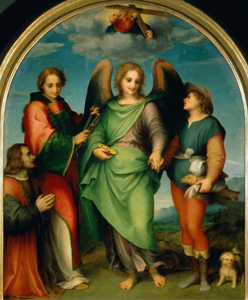 Arcanjo Rafael com Tobias, São Lourenço e o doador Leonardo di Lorenzo Morelli - Andrea del Sarto