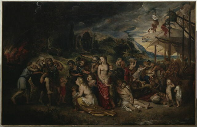 A Fuga de Enéias após o incêndio de Tróia - Peter Paul Rubens