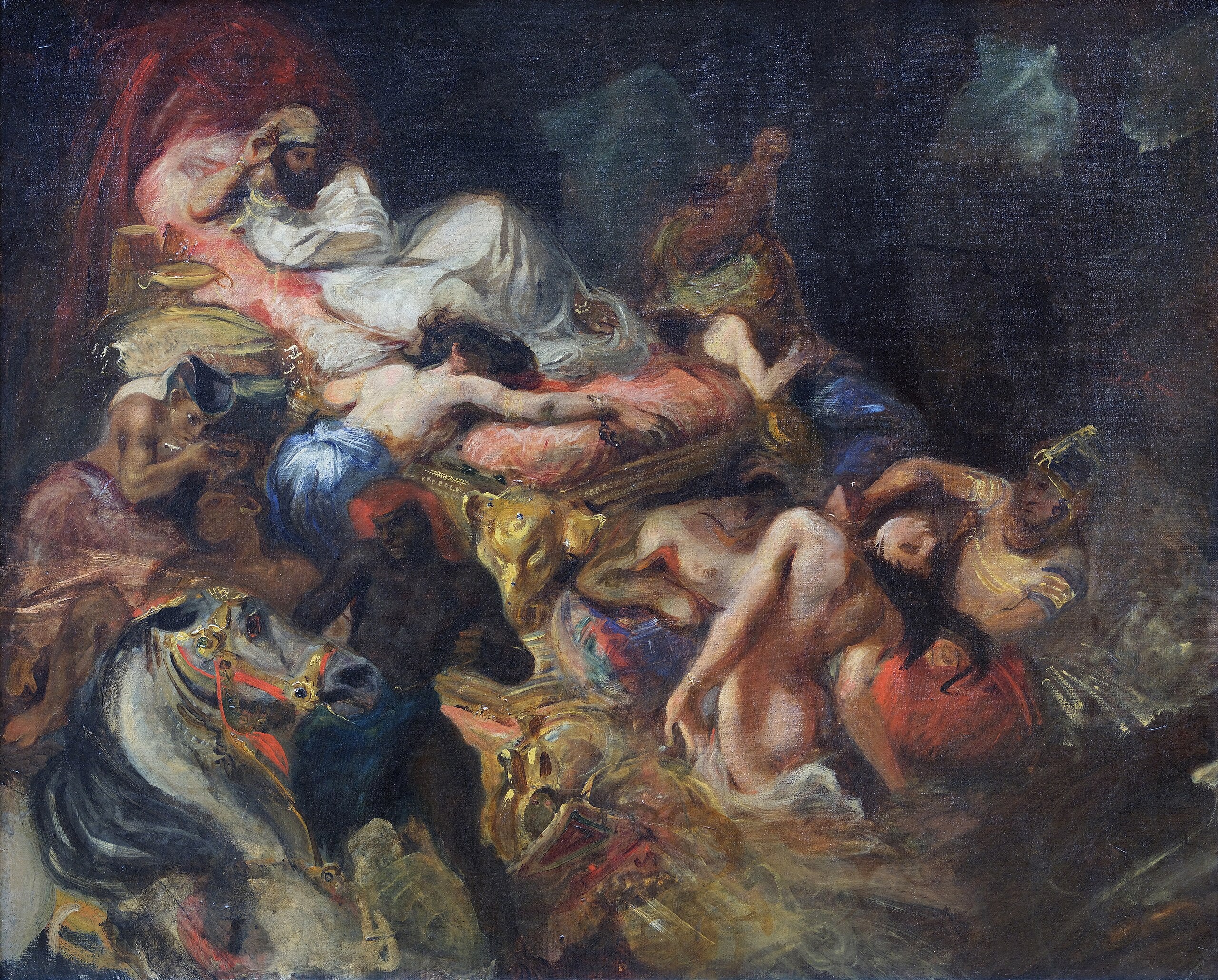 Reproduction du tableau « La Mort de Sardanapale, esquisse - Eugène Delacroix » par Alpha Reproduction en peinture à l’huile