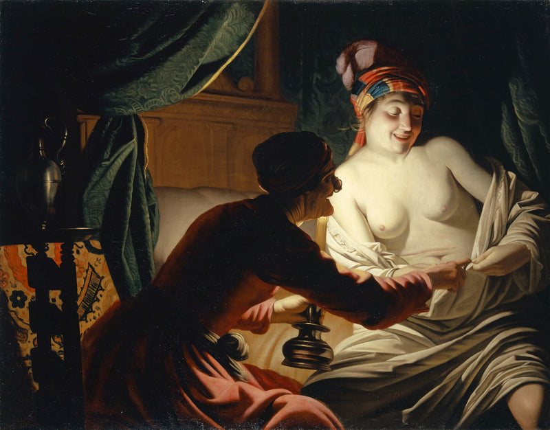 A caça às pulgas à luz de uma vela - Gerrit van Honthorst