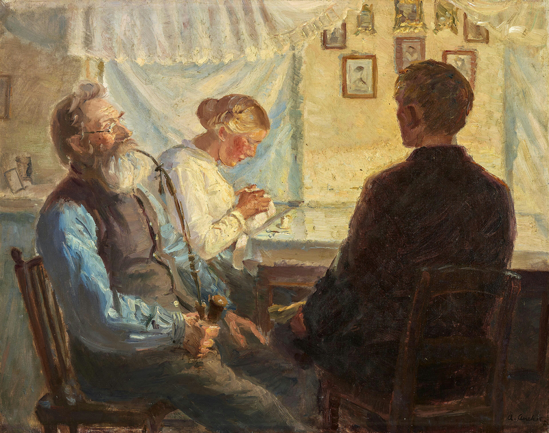 A visita do pretendente. - Anna Ancher
