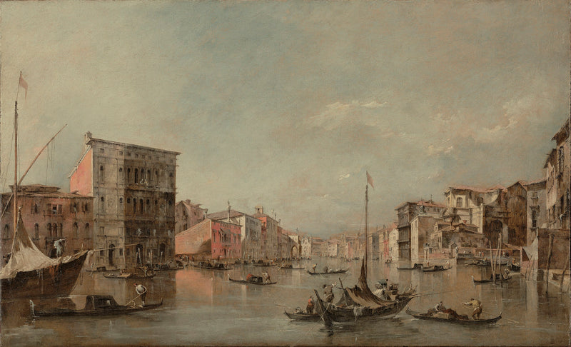O Grande Canal em Veneza com o Palazzo Bembo - Francesco Guardi