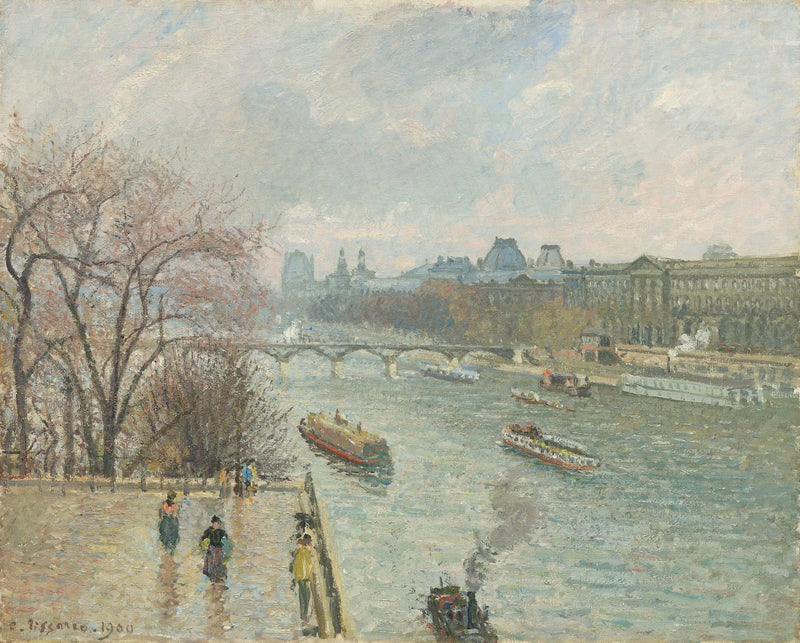 O Louvre, Tarde, Tempo chuvoso (Primeira série) - Camille Pissarro
