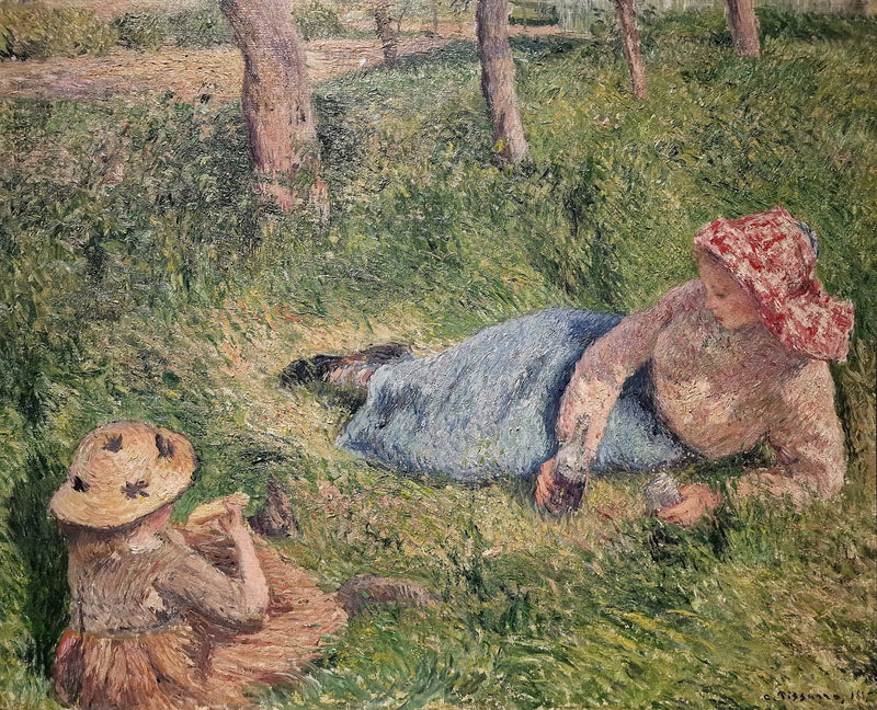 O lanche, criança e jovem camponesa em descanso - Camille Pissarro