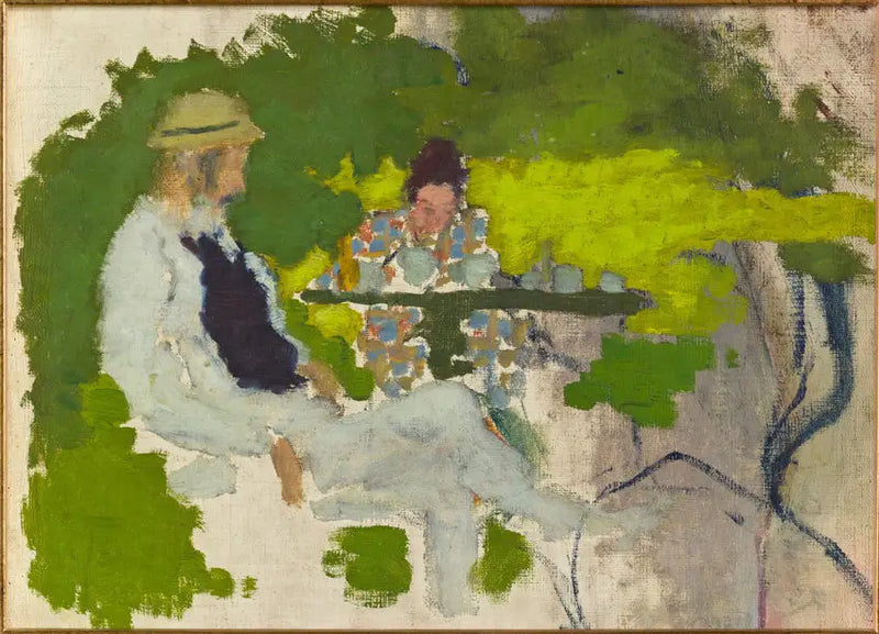 O pai e a irmã do artista no jardim de Grand-Lemps - Pierre Bonnard