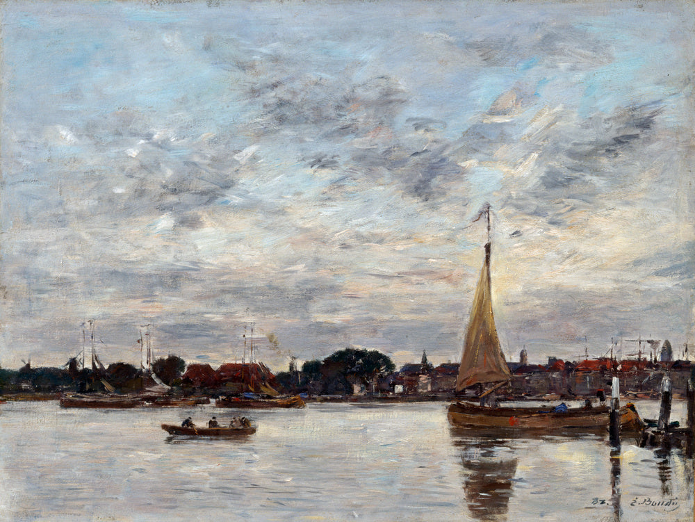 Reproduction du tableau « Le port de Dordrecht - Eugène Boudin » par Alpha Reproduction en peinture à l’huile