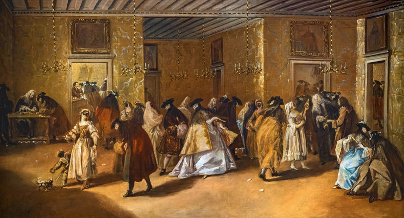 O salão privado (cassino) do palácio Dandolo de San Moisè - Francesco Guardi