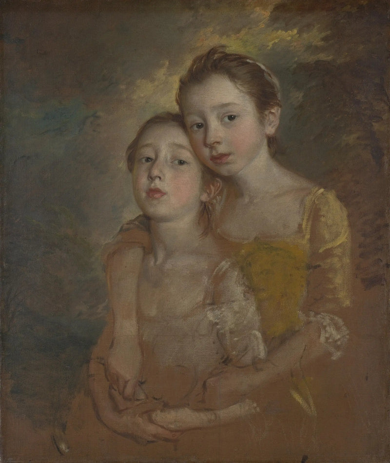 As meninas do pintor com um gato - Thomas Gainsborough