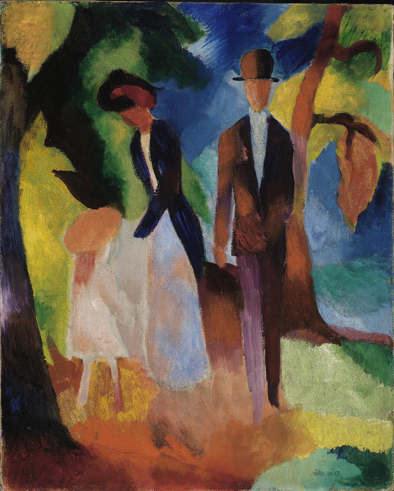 Reproduction du tableau « Les gens au bord du lac bleu - August Macke » par Alpha Reproduction en peinture à l’huile