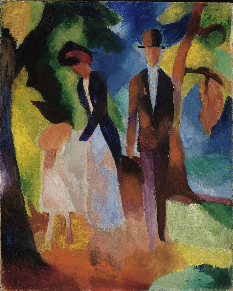 As pessoas à beira do lago azul - August Macke