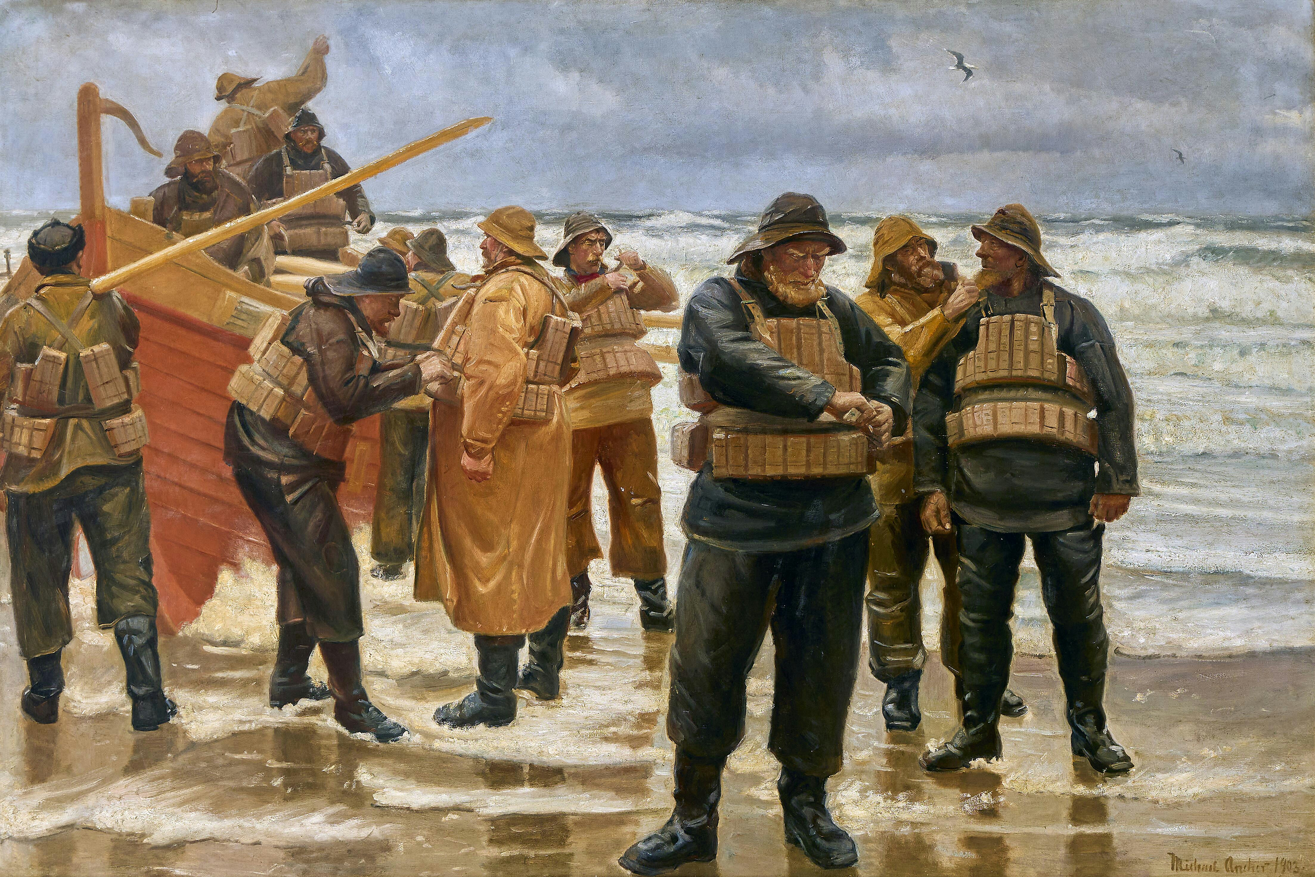 Les gilets de sauvetage sont attachés. - Michael Peter Ancher - Alpha Reproduction