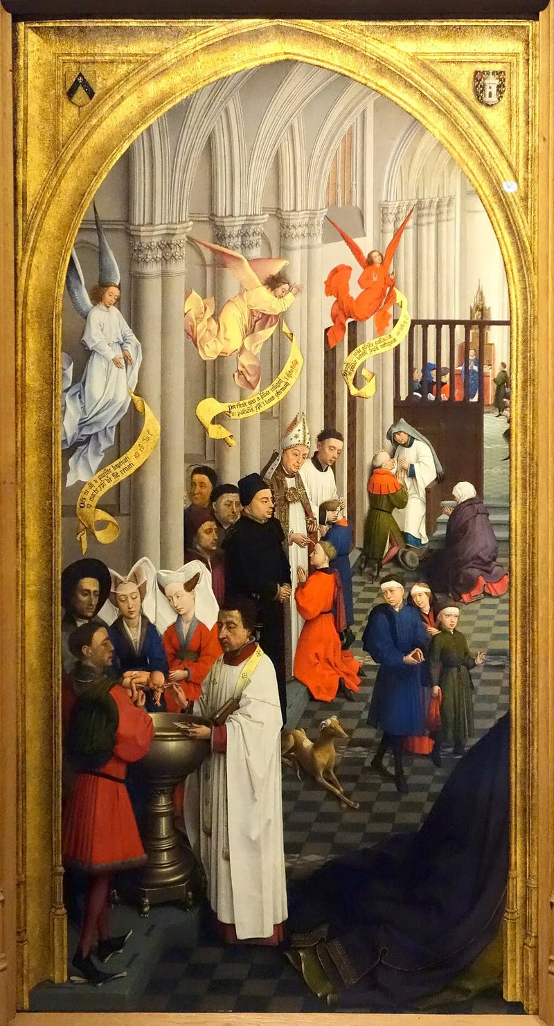Os sete sacramentos (painel à esquerda) - Rogier van der Weyden