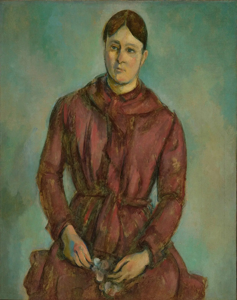 Madame Cézanne de vestido vermelho - Paul Cézanne