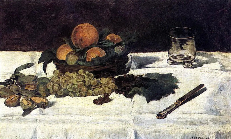 Natureza morta com vidro e frutas - Édouard Manet