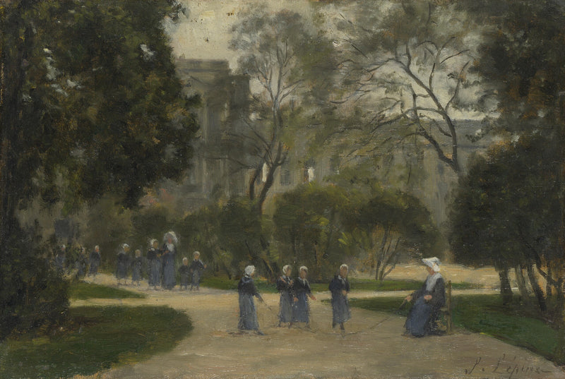 Freiras e Estudantes no jardim das Tulherias, Paris - Stanislas Lépine