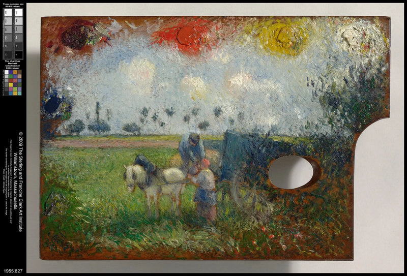 Paleta do artista com carroça e camponeses - Camille Pissarro