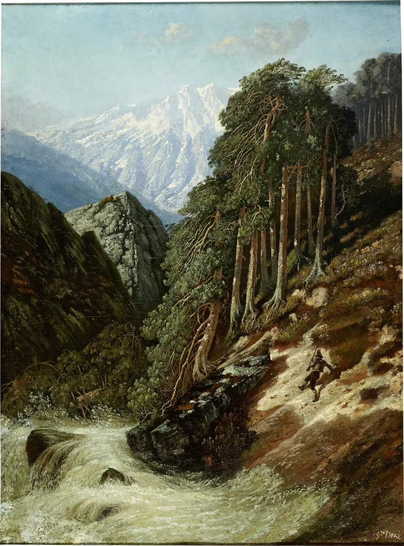 Paisagem alpina com Beck - Gustave Doré