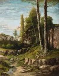 Paisagem com árvores gêmeas - Gustave Courbet