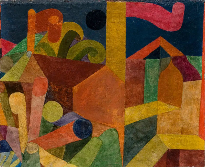 Paisagem com bandeiras; Casas com bandeiras - Paul Klee