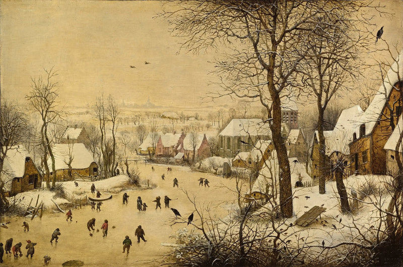 Paisagem de inverno com patinadores e armadilha para pássaros - Pieter Brueghel, o Velho